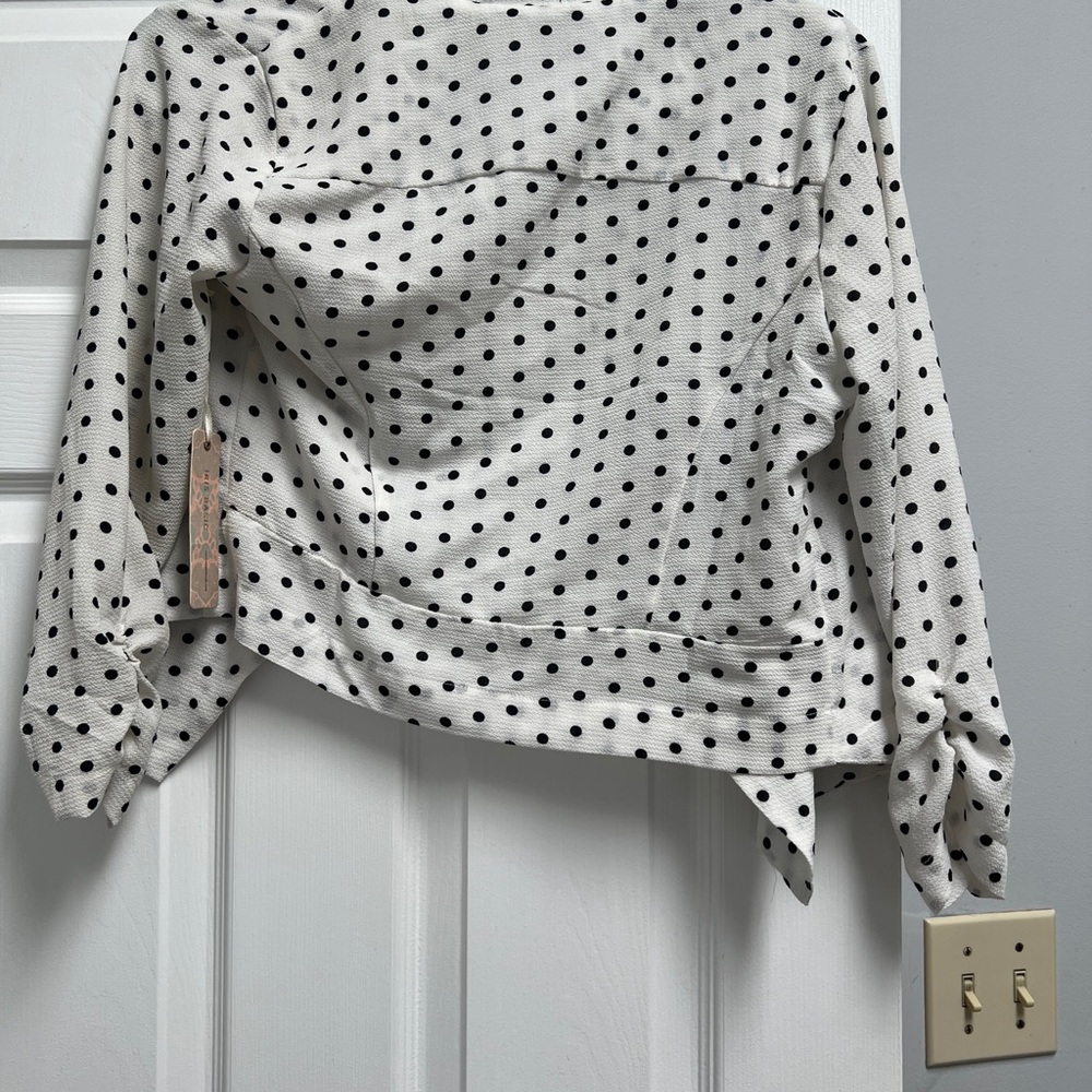 Iris Basic Polka Dot Draped Waterfall Jacket NWT - image 5